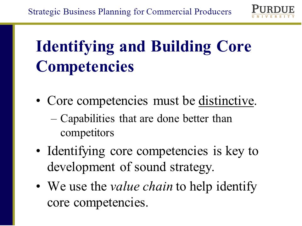 Core competencies and the planning and